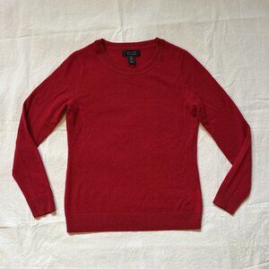 Tahari Red Cashmere Crew Neck Sweater